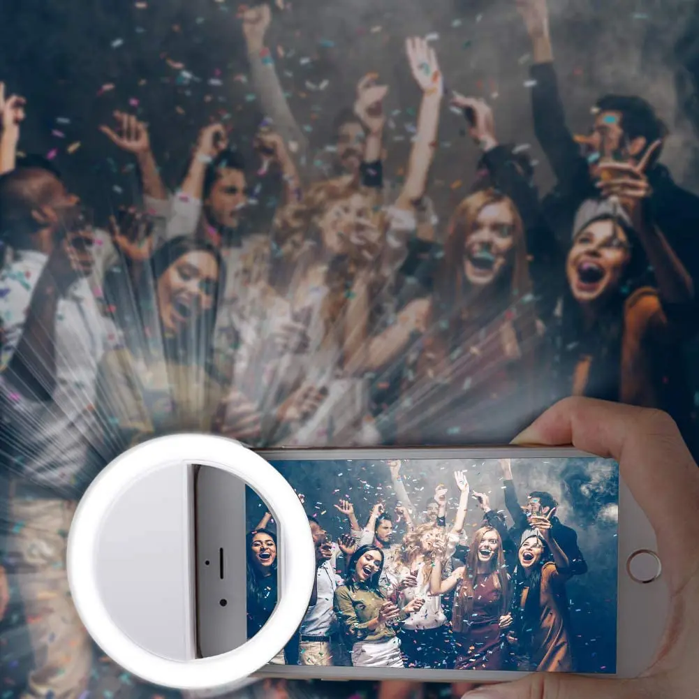 

Selfie Light for iPhone Android Portable Clip on Ring Selfie Light Flash with 36 Rechargeable LED for Phone Photography Camera