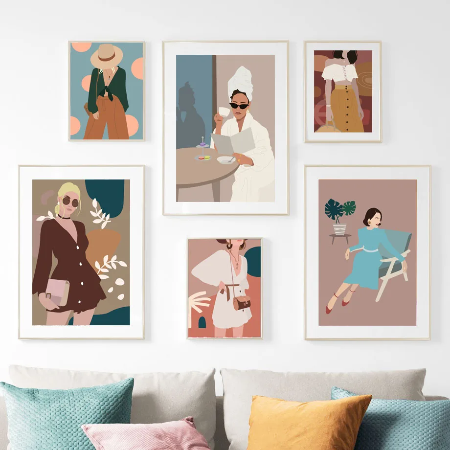 

Paris Fashion Skirt Glasses Girl Wall Art Canvas Painting Nordic Posters And Prints Wall Pictures For Living Room Salon Decor
