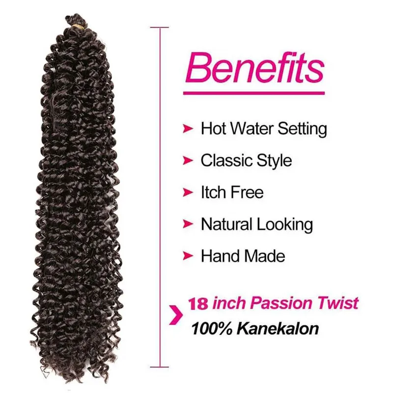 Kong&ampLi Passion Twist Crochet Hair Curly Water Wave Braids Hairstyles 18 inch Long Bohemian Synthetic Extensions |