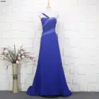 Синие платья для выпускного Royer 2021, шифоновые вечерние платья в пол с кристаллами и бисером