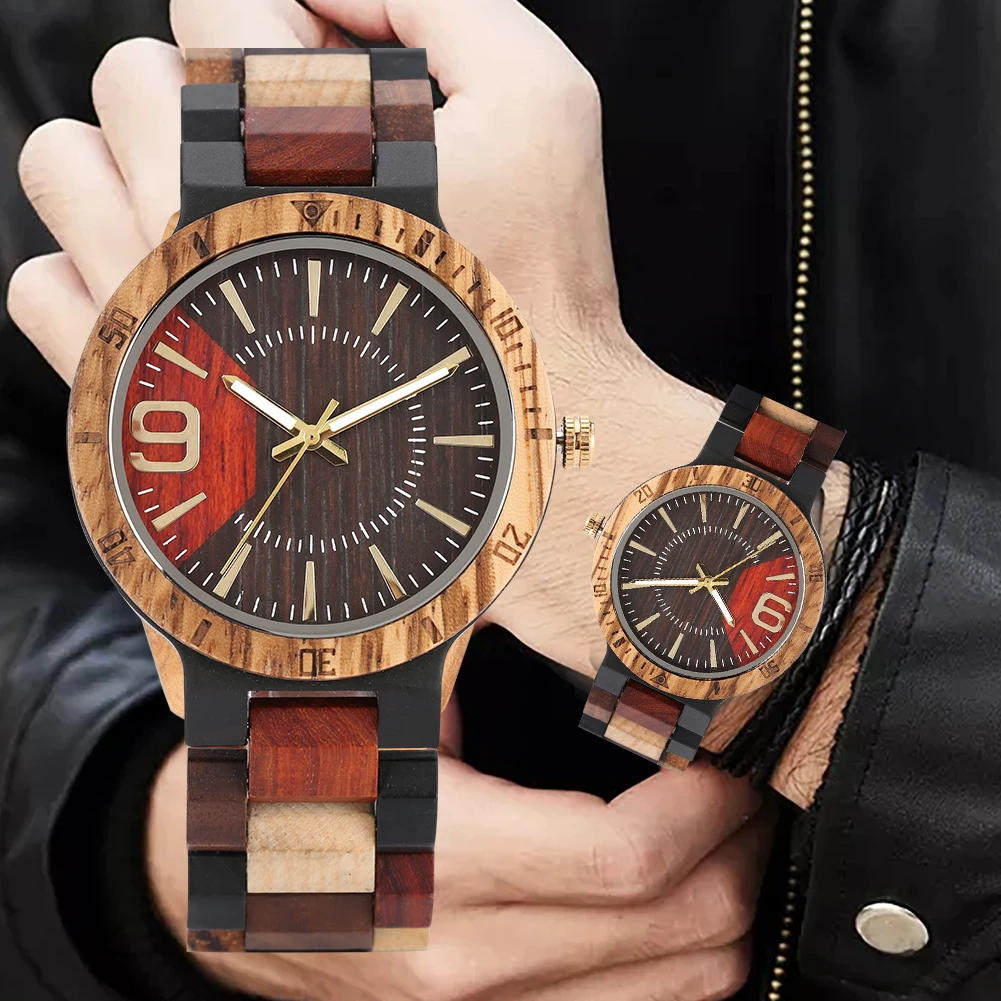 

Montre Homme Wooden Watches Number 'nine' Movement Quartz Watch Men's Great Gift Reloj Mujer Erkek Kol Saati