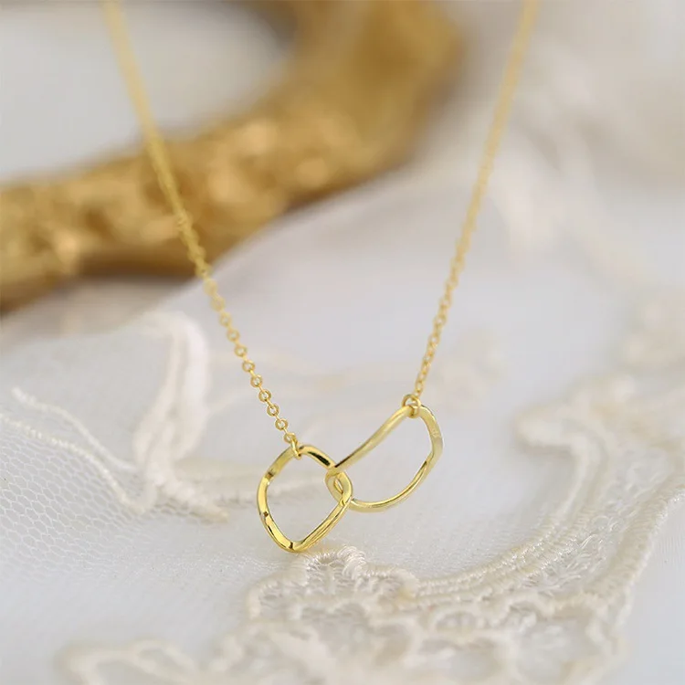 

Korean Irregular Double Ring Necklace Female Creative Simple Clavicle Chain for Women Metal Necklaces Torques Party Gifts