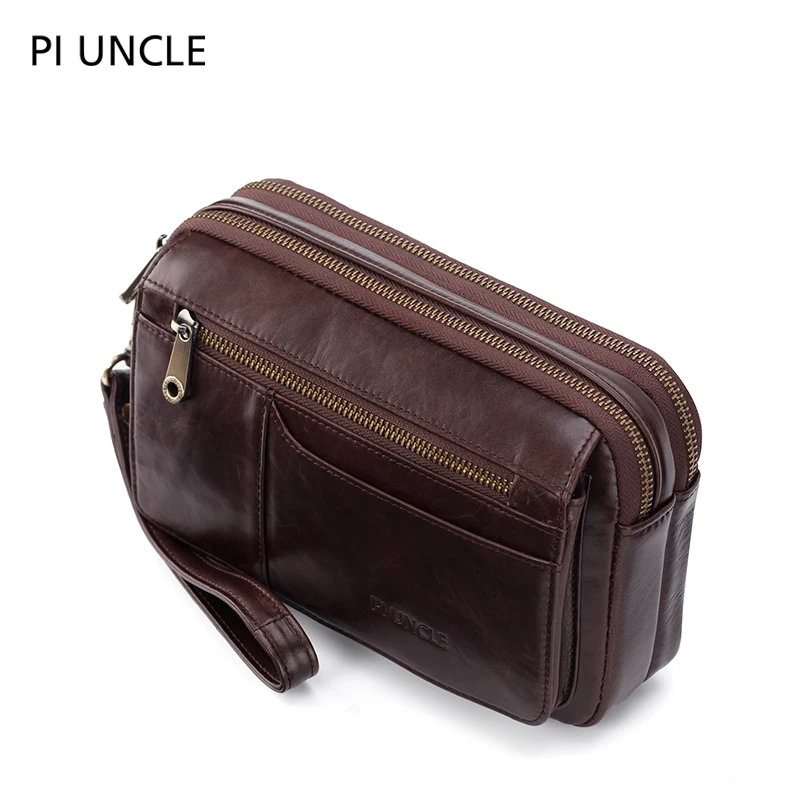 Высокое качество мужской деловой бумажник клатч из натуральной кожи на запястье