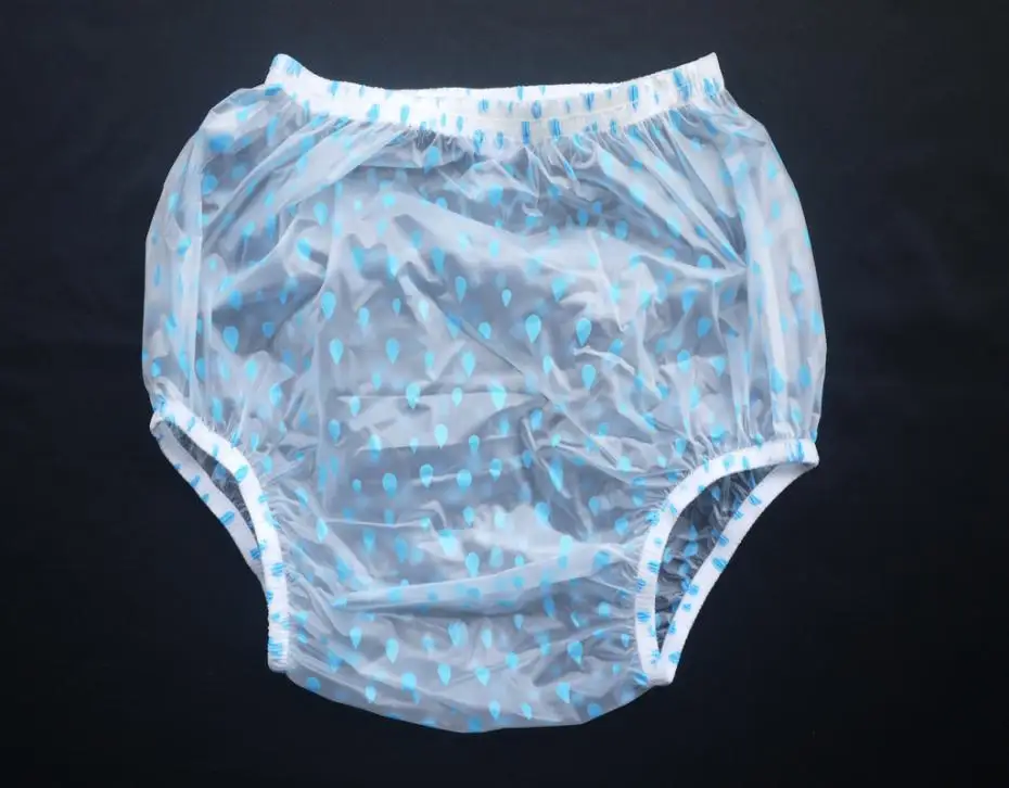 ABDL Haian взрослых недержания Pull-on Пластиковые Брюки цвет СИНИЙ ромбов печати