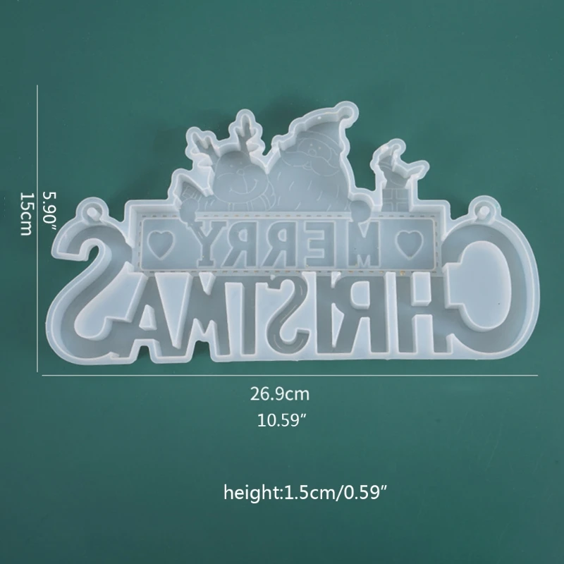 

Crystal Epoxy Resin Mold Christmas Letters Listed Decor Pendant Silicone Mould