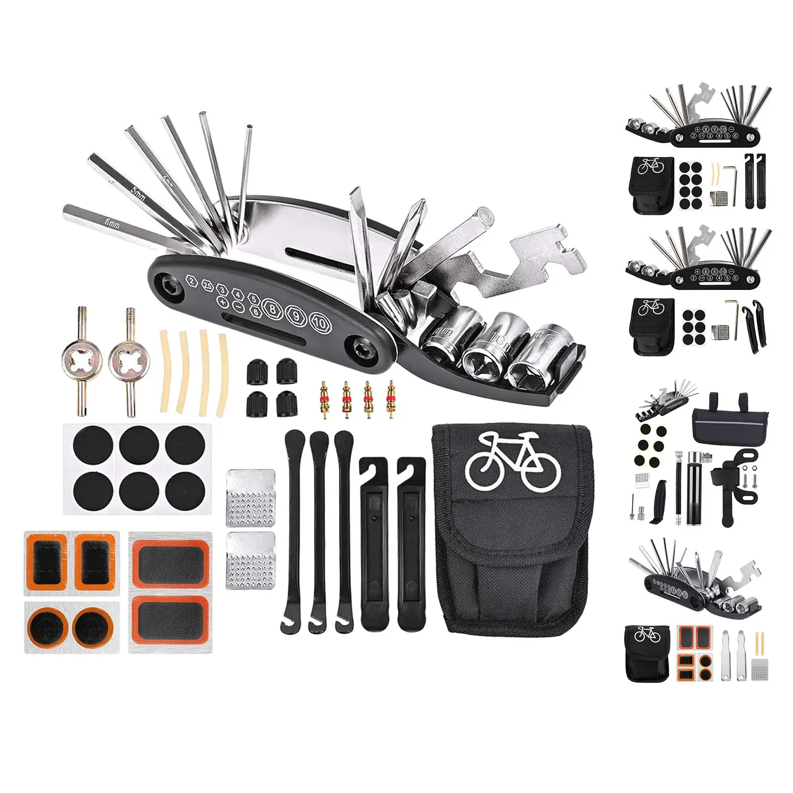 

SetPortable Socket MTB Mountain Cycle Multipurpose Wrench Touring Pocket Multi Tool Screwdriver Motorcycle Bicycle Bike Fix Set