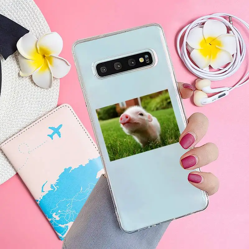 

Cute Little Pink Pet Pig Phone Case Transparent for samsung A 21s 50 71 S 8 9 20 20fe note 10 20 ultra plus