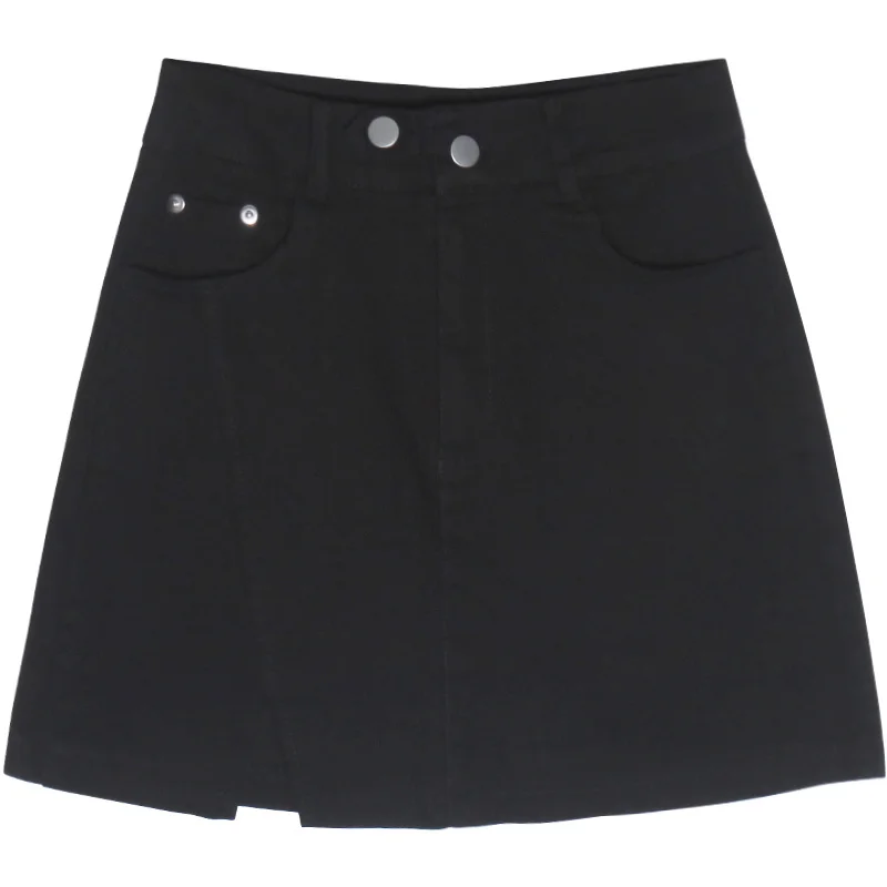 Юбка короткая с завышенной талией Милая юбка на бедрах двойной пряжкой в