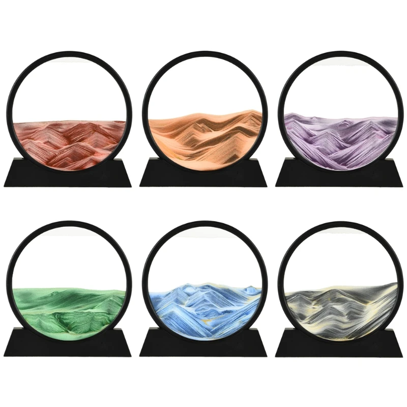 

Moving Sand Art Picture Round Glass 3D Sand Scene Movement Display Decoration Home Decoration 12 Inches