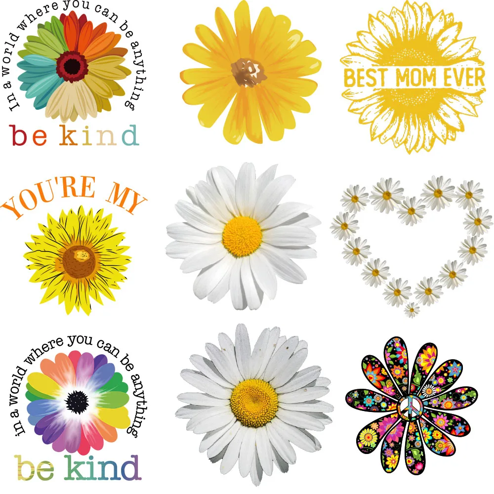 Daisy Transfer Sticker For Clothes Tranfer Sticker For Cloth Thermo Stickers DIY Graphic Iron-On Patch Applique For Clothes