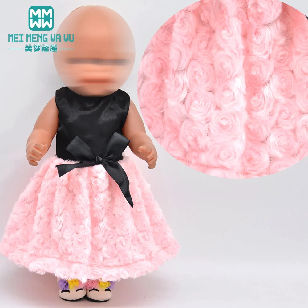 

Doll clothes for 43cm toy new born dolls accessories Pink rose princess baby dress