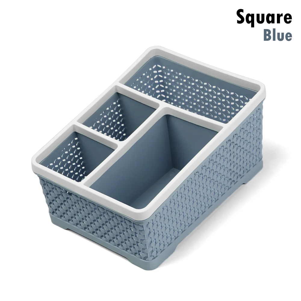 Square Blue 4 вида красочных шестигранных ручек для дома и офиса, держатель для карандашей и ручек для хранения косметики, коробка для хранения косметики, ящик для стола, Органайзер - Цвет: Square Blue