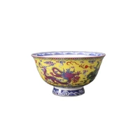porcelain ornaments with antique pattern for the yellow ground painted cloud dragon bowl in qianlong period of qing dynasty