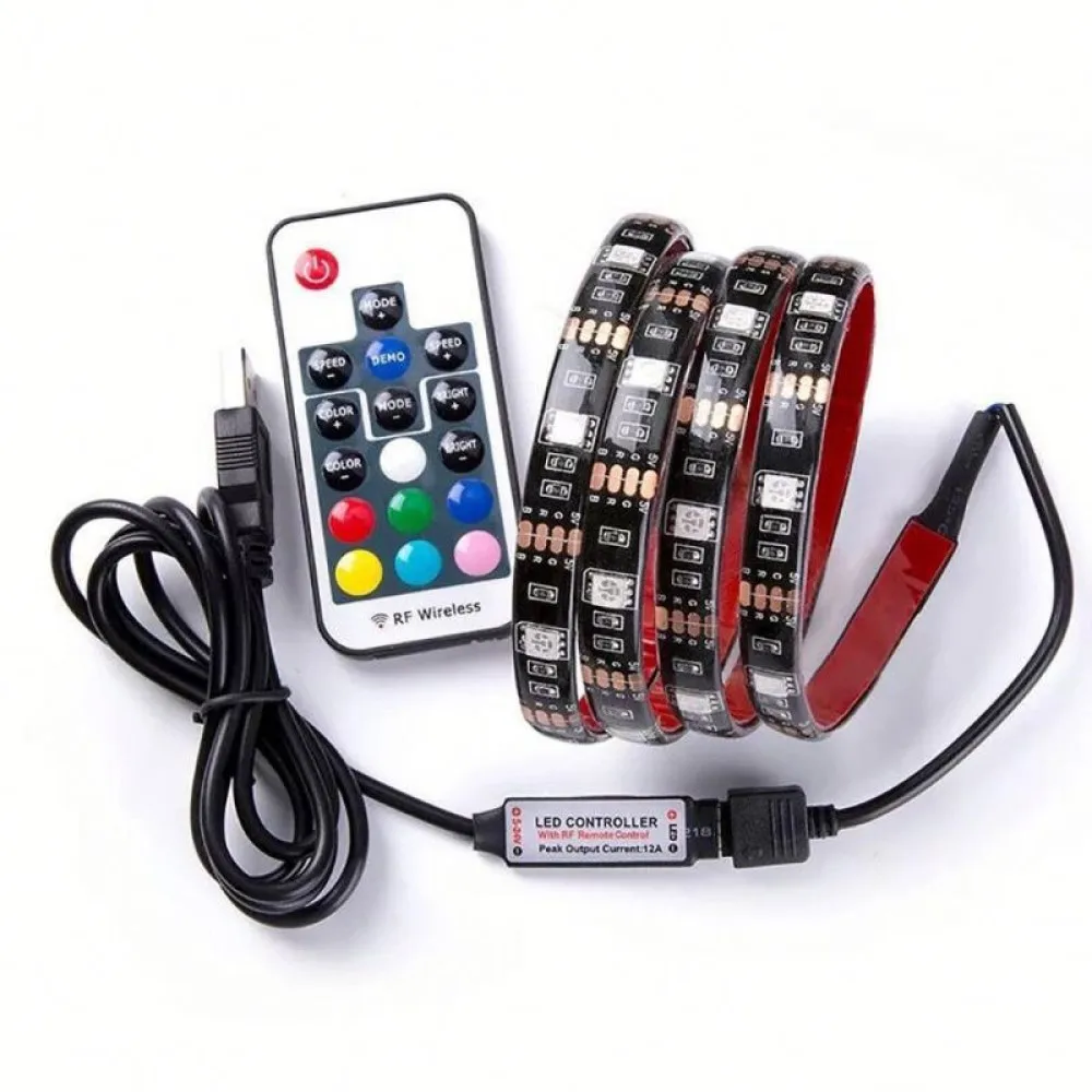 

Светодиодная ленсветильник RGB с пультом ДУ, 5 В, USB, 5050, 30 светодиодов/м