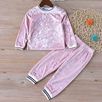 girls clothes spring toddler girl clothes long sleeve gold velvet sports solid top pants 2pcs suits baby clothes kids clothes