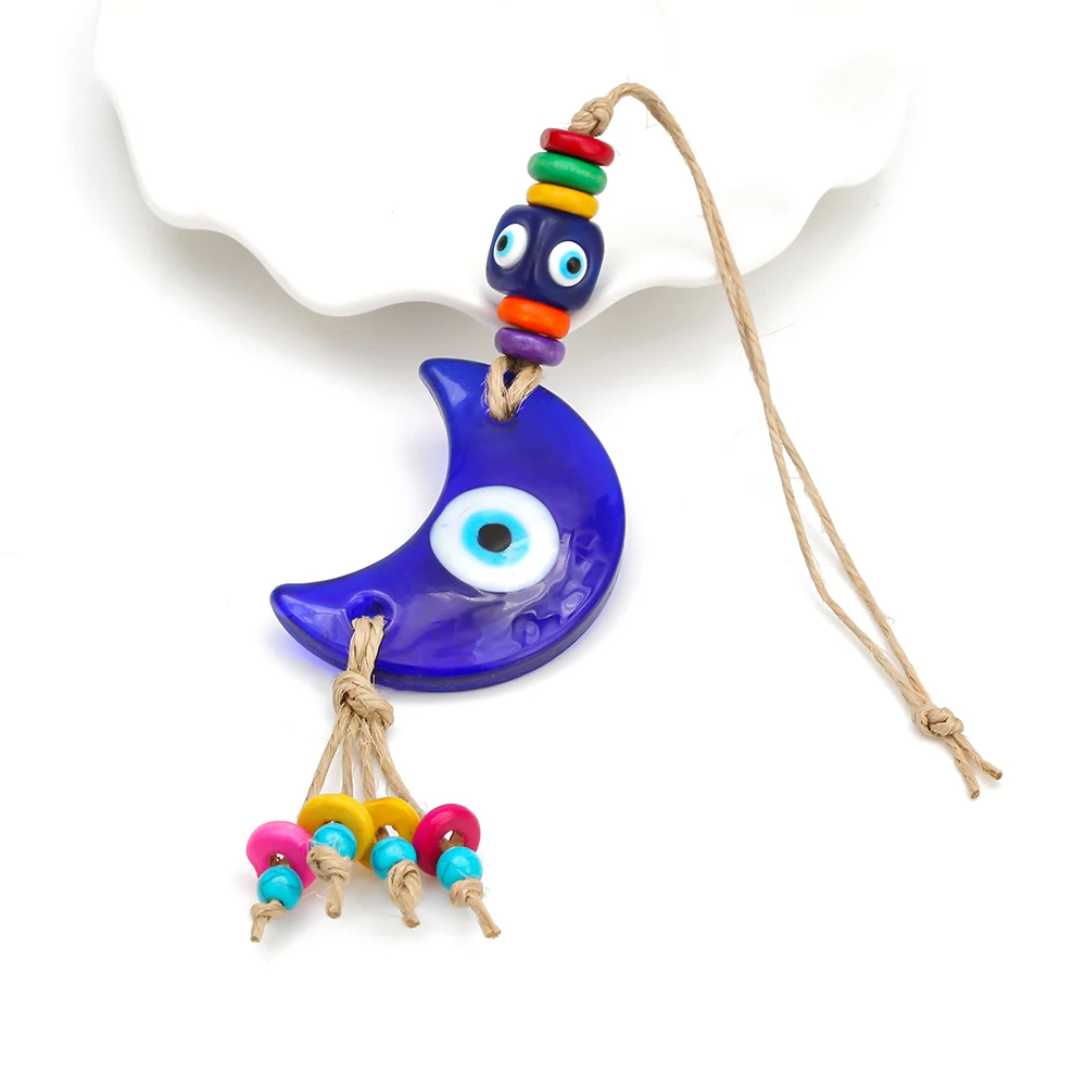 Lucky Eye Moon Evil Eye Charm брелок с кистями Веревка Цепь автомобильный брелок держатель настенный висячие украшения для женщин мужчин EY6534