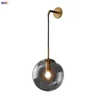 Минималистичный настенный светильник, железный дымчатый серый стеклянный шар, современный скандинавский Wandlamp светильник, настенный светильник для декора ванной комнаты, Lampade Da Parete