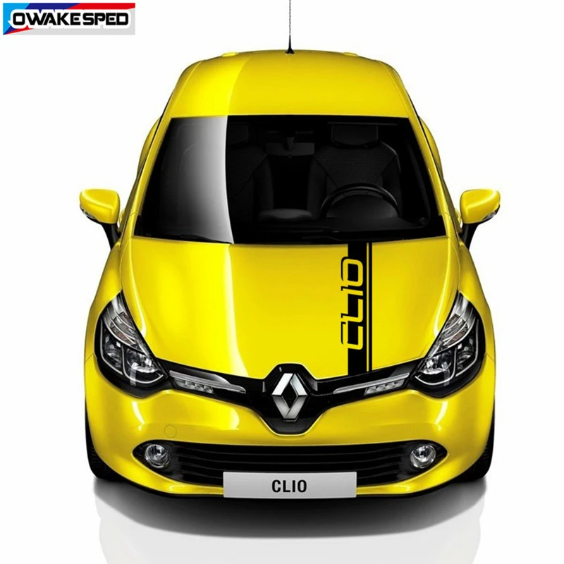 

Наклейки на капот автомобиля для-Renault Clio Racing Sport Stripes Авто Крышка двигателя Декор виниловые наклейки внешние аксессуары