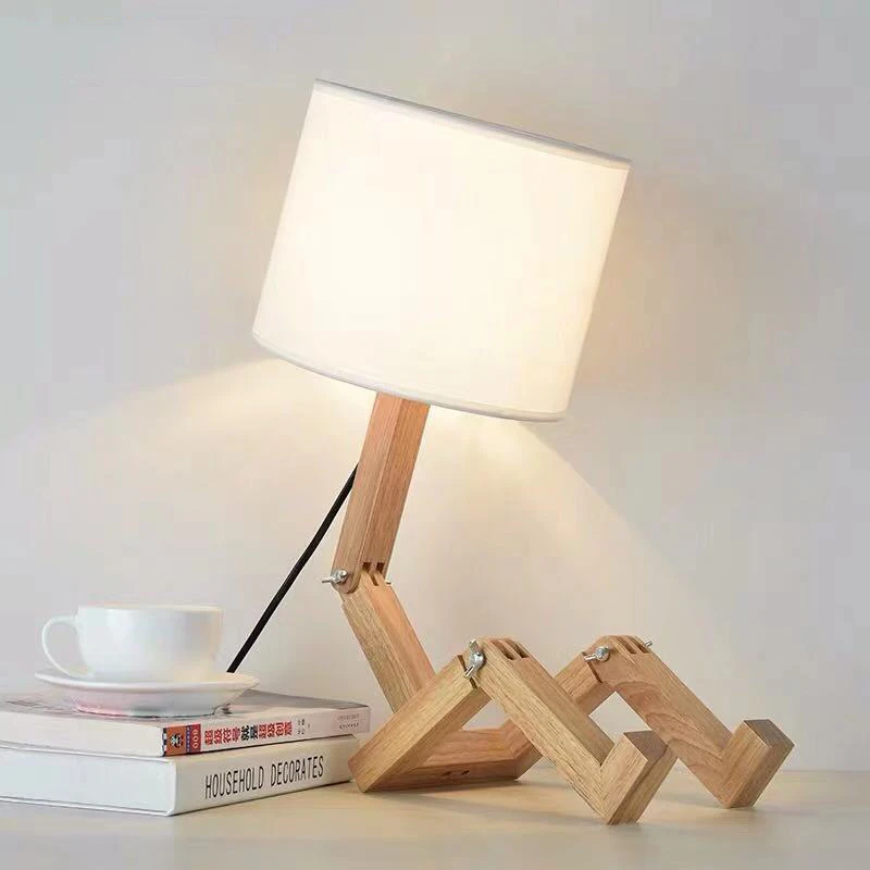 7W LED Table Light Adjustable Reading Lamp E27/E26 Bulb Rubber wood Switch Plug