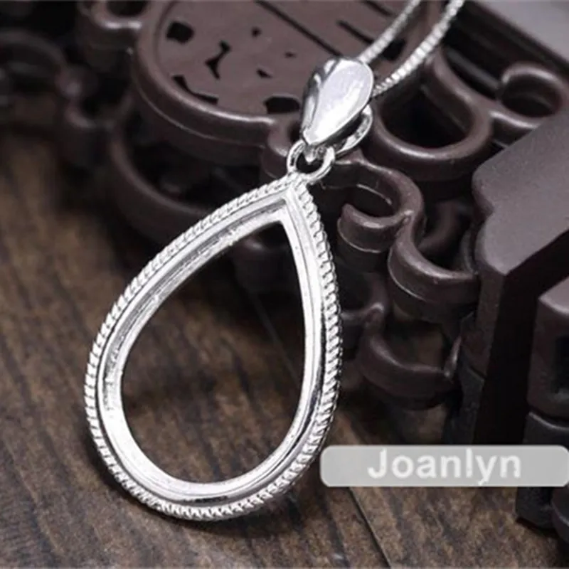 Joanlyn Подвеска для 14x20 мм Груша Кабошоны белое золото покрытием 925 Серебряный кулон пустая основа для подвески DZ025