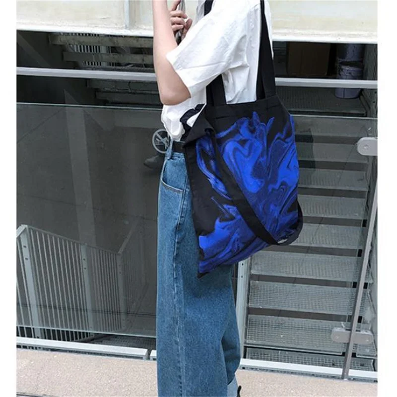 Women's Shopper Bag Canvas Tote Shoulder Crossbody Designer High-capacity Fashion Print Travel All-match Ins 2021 Blue Street
