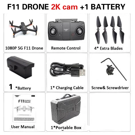 1battery 2Kbag2 SJRC F11 Дрон с GPS с Wi-Fi FPV 1080 P/2 K камера бесщеточный Квадрокоптер 25 минут время полета управление жестами складной Дрон Vs CG033 - Цвет: 1battery 2Kbag2