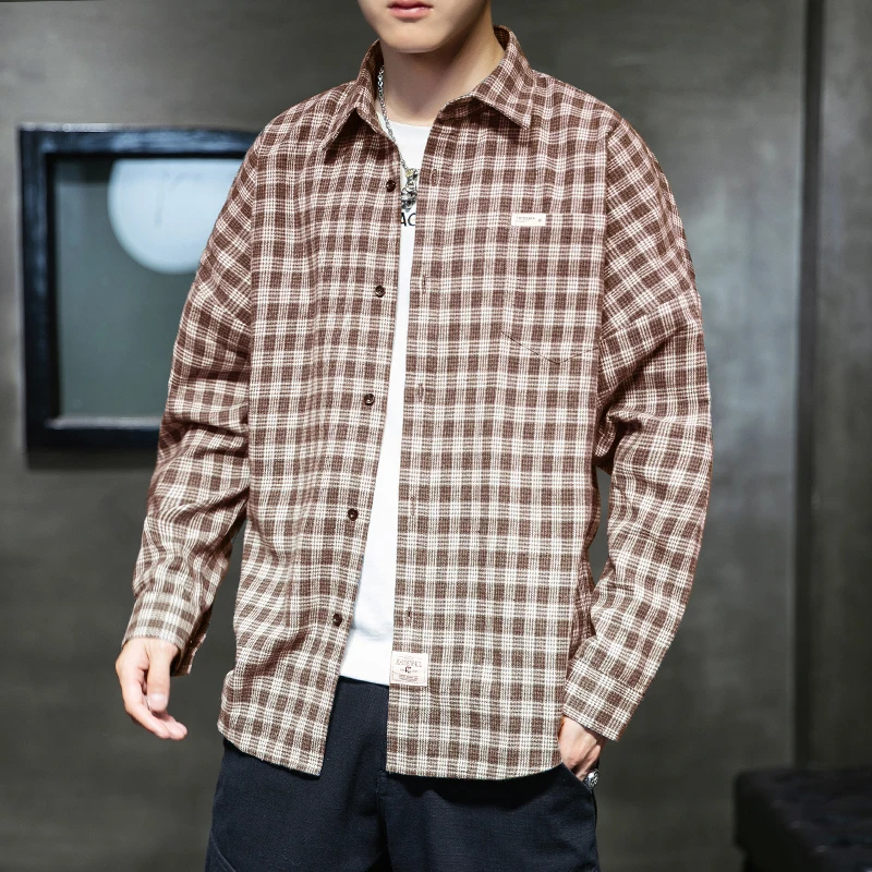 

Green Plaid Shirt Men Shirts 2021 New Summer Fashion Chemise Homme Mens Checkered Shirts Long Sleeve Shirt Men Blouse