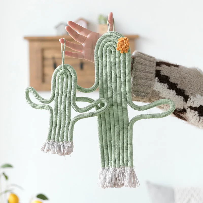 Hand-woven Cactus Living Room Pendant Creative Bedroom Layout Nordic Ins Wall Decoration Children's Accessories | Дом и сад