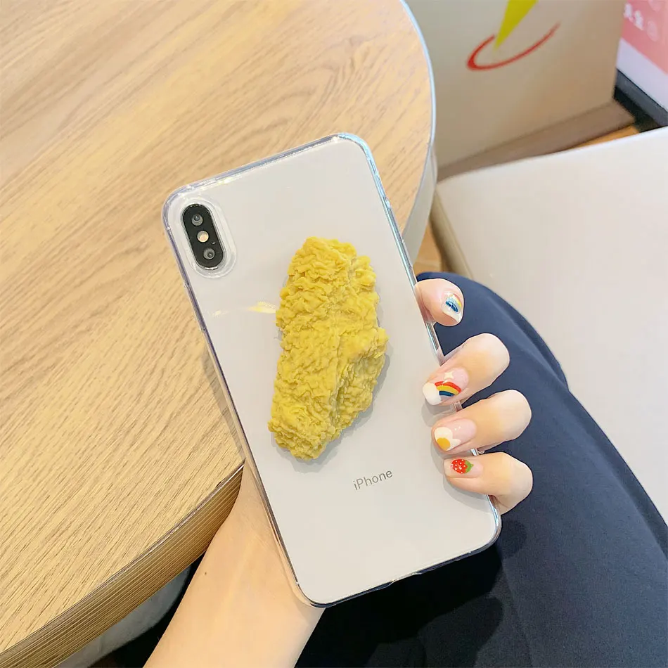 3D имитация забавной вкусной еды курица чехол для телефона s Чехол для iPhone 7 11 Pro 6S 7 8 Прозрачный чехол для телефона X XR XS Max