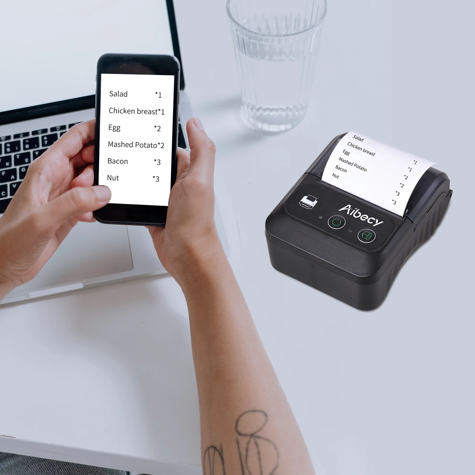 Портативный принтер для этикеток с Bluetooth 58 мм 2 дюйма Беспроводной Термальность