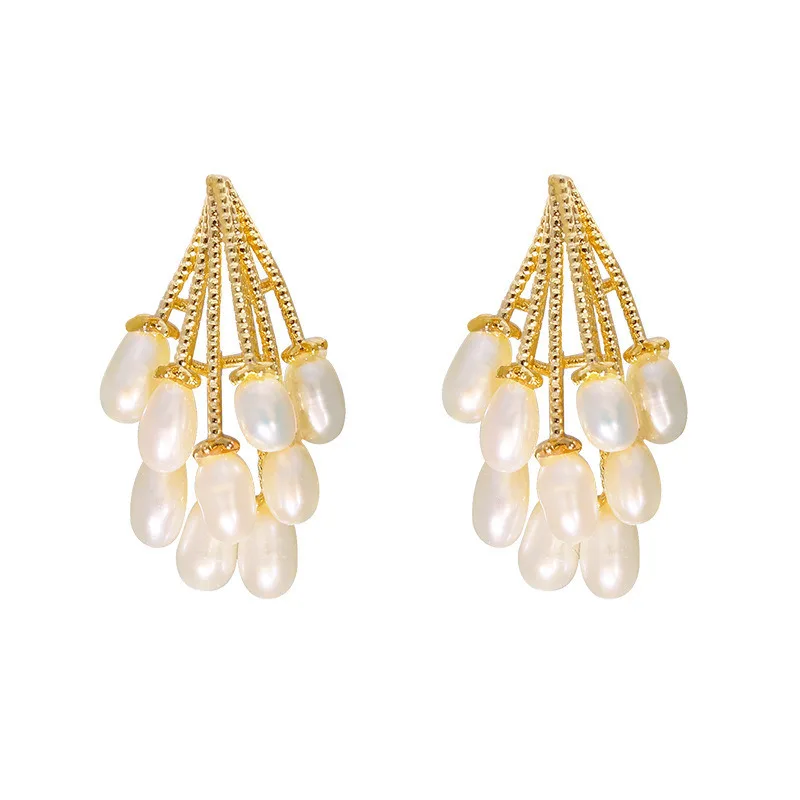 

2021 Korea New Fashion Baroque Pearl Earrings Temperament Personality Versatile Pendant Earrings Elegant Jewelry For Women