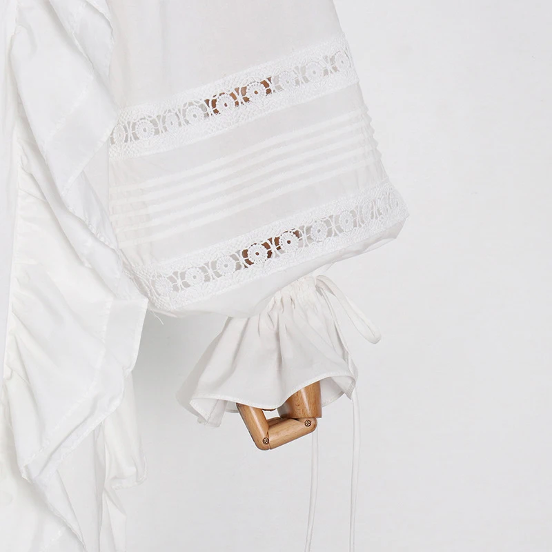 

GALCAUR Black Dress For Women Square Collar Lantern Long Sleeve Patchwork Ruffles Designer Casual Mini Dresses Female 2021 Tide