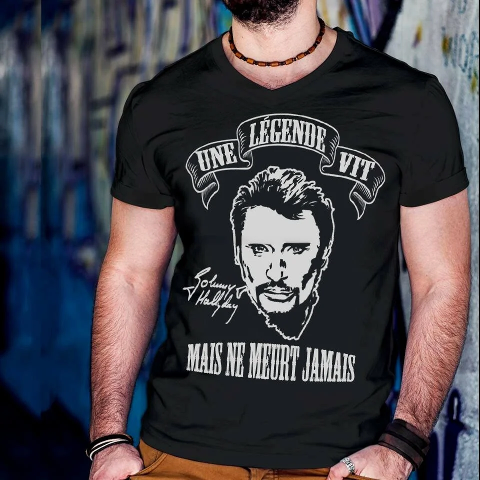 

Custom T-Shirt Johnny Hallyday A Legend Lives But Never Dies