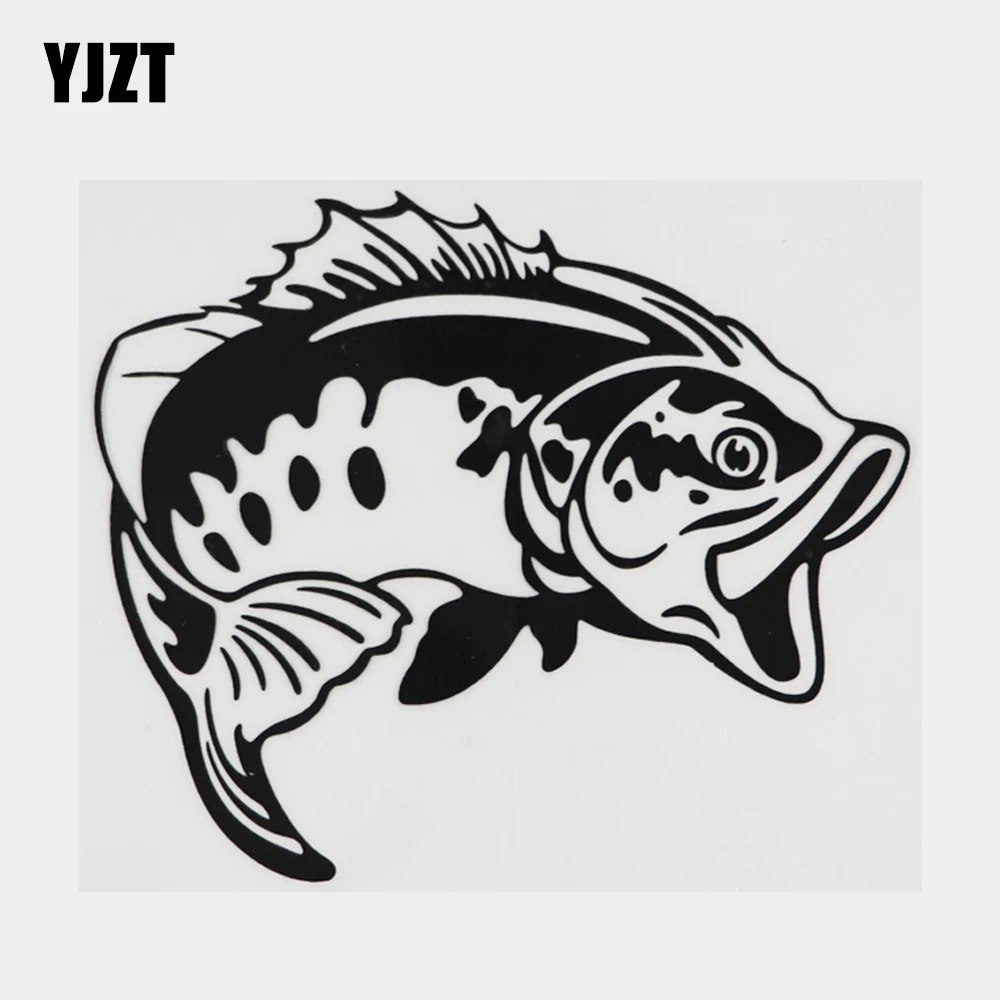 

YJZT 14.6CM×12.3CM Personality Fish Decal Car Sticker Vinyl Bumper Black/Silver 18A-0498