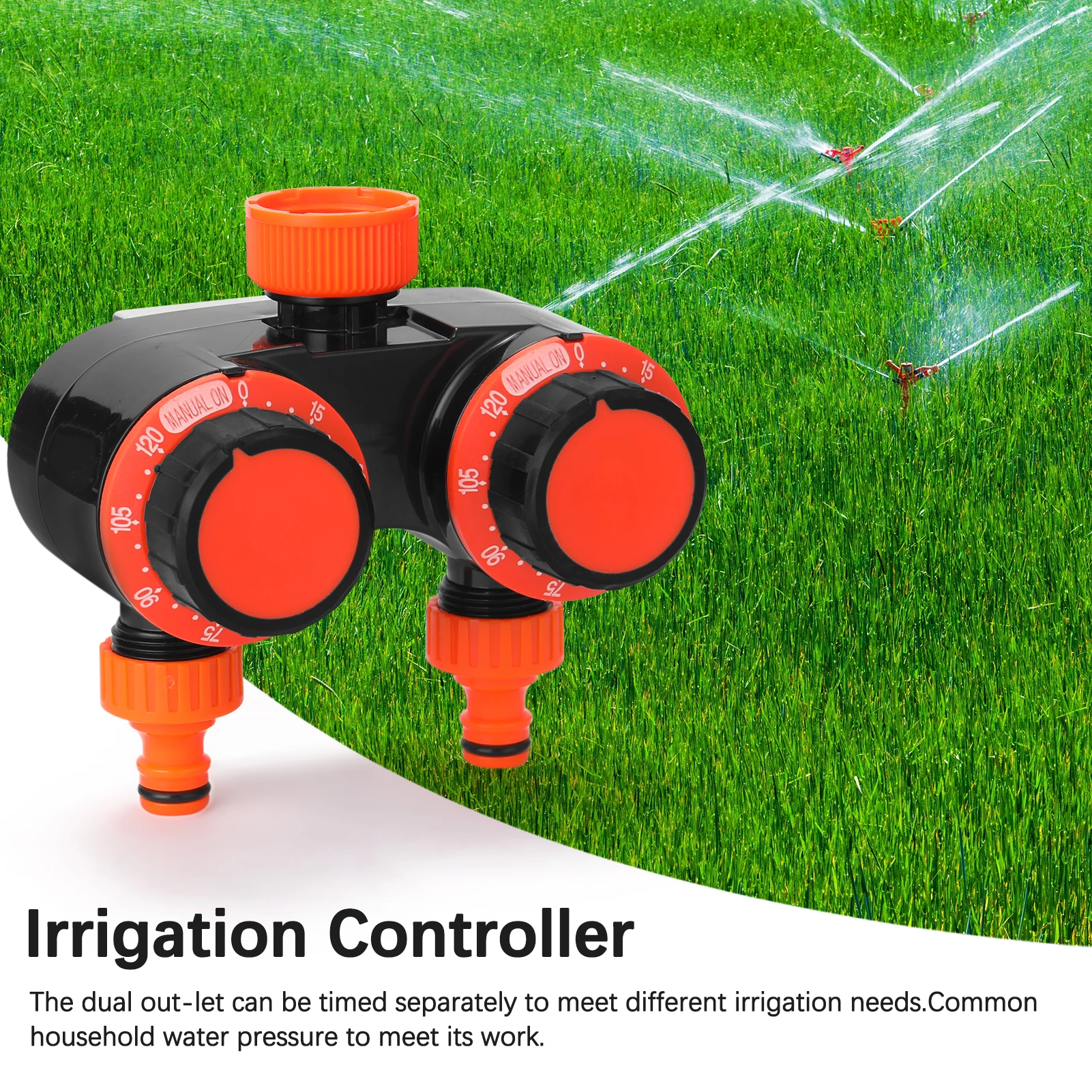 

No Battery Needed 2 Hours Adjustable Water Timer Double Out-let Automatic Irrigation Controller Device Garden Watering Timer