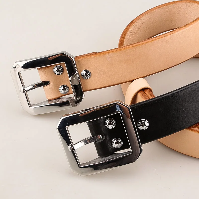 3.8cm Genuine Leather Men's High Quality Belts Solid Stainless Steel Pin Belt Buckle Handmade Belt Customization