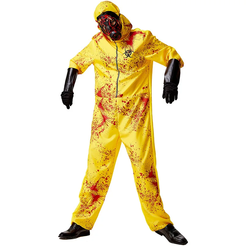 Жуткий кровавый Biohazard костюм Hazmat Hazard для взрослых мужчин Хэллоуин живой мертвый