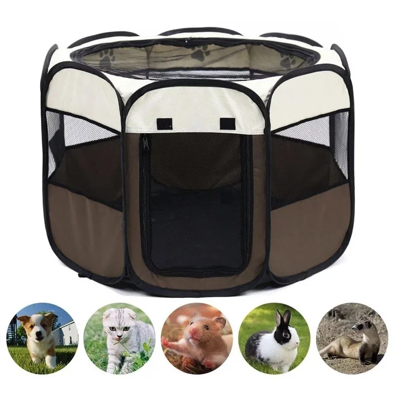 

Portable Puppy Rabbit Playpen Folding Pet Tent House Octagonal Cage For Cat Tent Playpen Indoor Playground Dog Cage Cat Crate