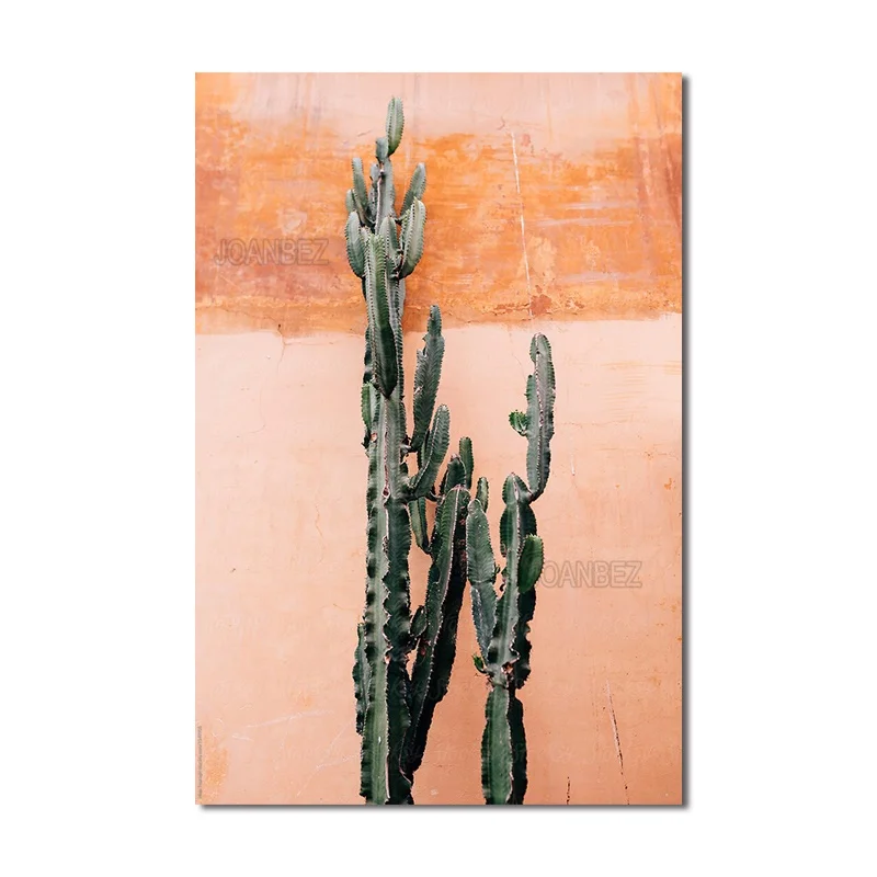 

Wall Art Color Background Poster Green Medium Height Cactus 1Pc Nordic Style Canvas Material Home Decor Background Painting