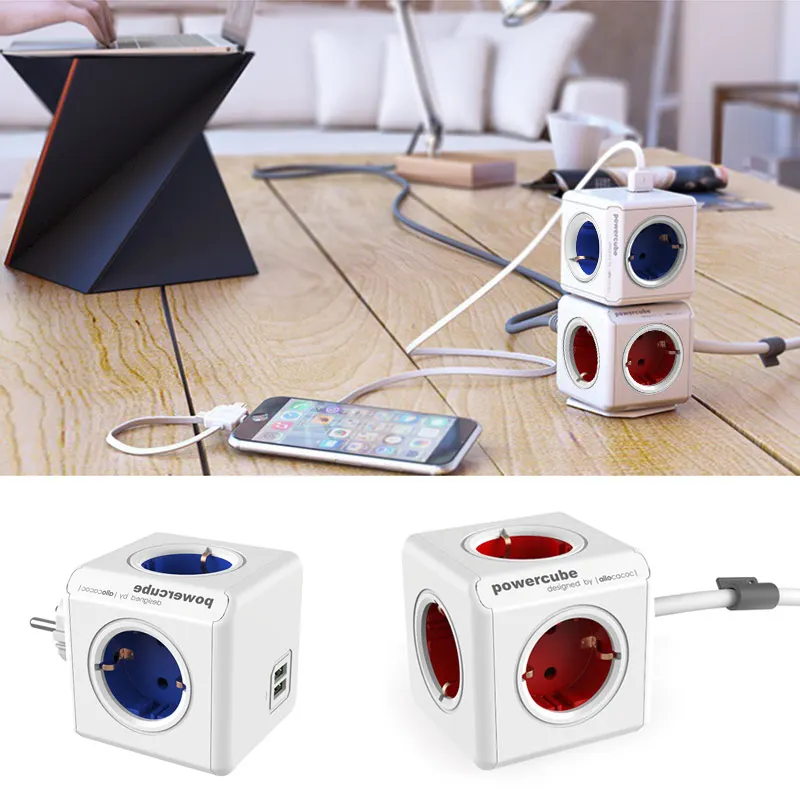 Умный дом Мощность Cube разъем ЕС розетка 4 розетки 2 Порты USB адаптер расширение