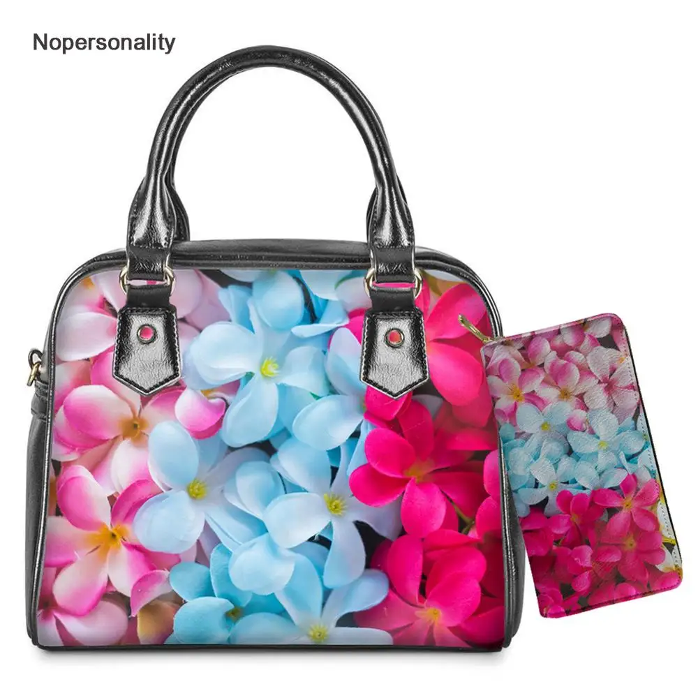 

Разноцветная сумка и кошелек Nopersonality с цветочным принтом плюмерии для женщин, кожаные женские сумки на плечо, уникальные сумки через плечо