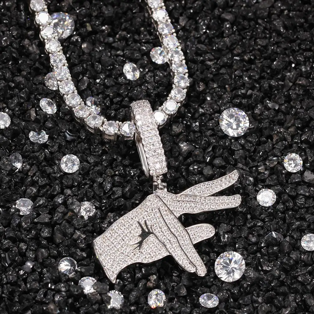 

Модное жесткое ожерелье с подвеской в виде руки, микро-инкрустированное цирконием, ювелирная Цепочка с подвесками, ювелирные аксессуары