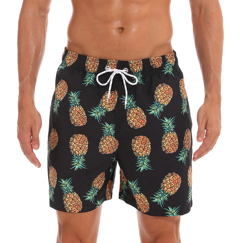 Black pineapple DATIFER ES4W мужские пляжные шорты быстросохнущие купальный костюм размера плюс XXXL пляжная одежда трусы для мужчин купальники размер шорты для серфинга - Цвет: Black pineapple