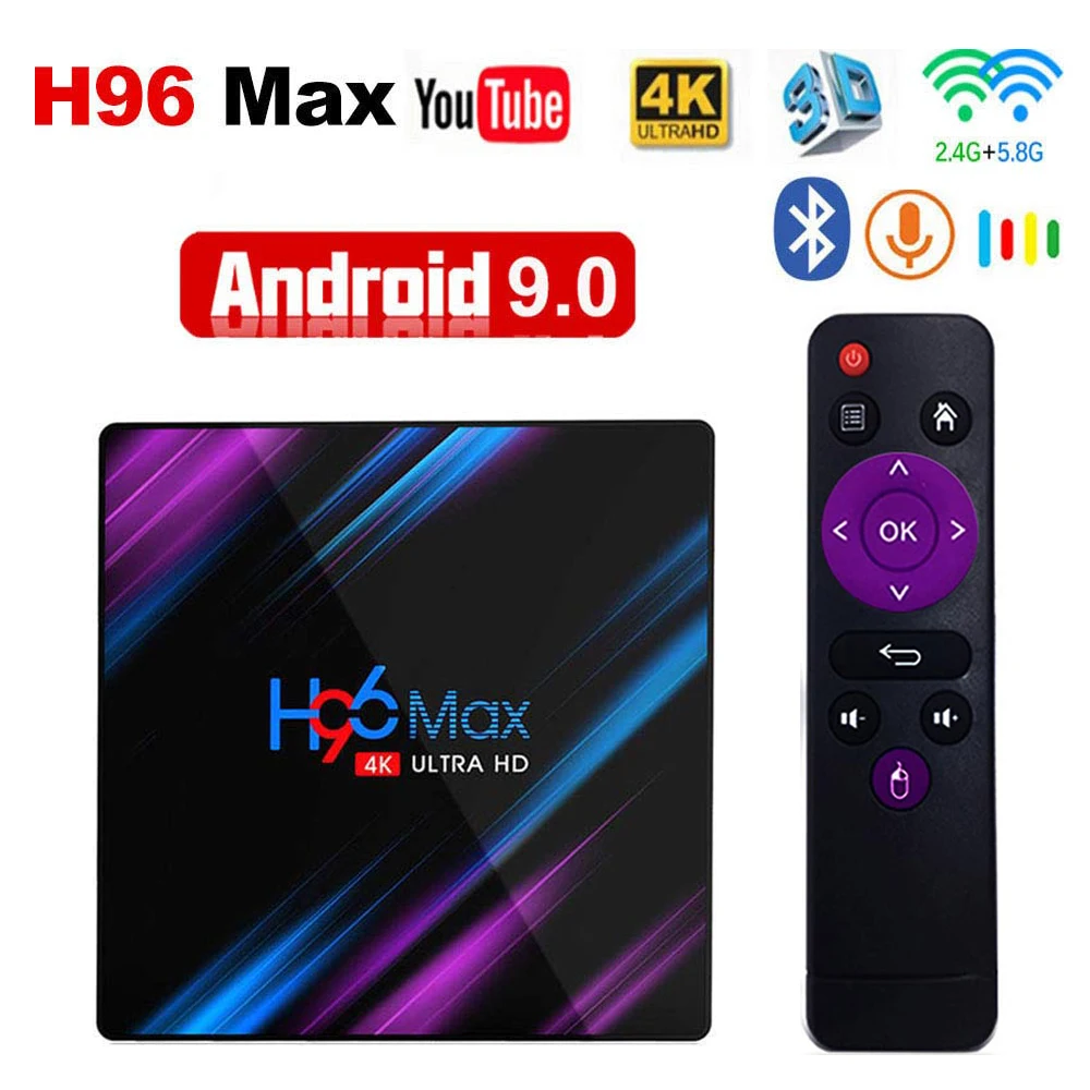 ТВ приставка Wechip H96 MAX Android 9 0 4 + 64 ГБ RK3318 ядра 2 4/5 ГГц Wi Fi BT 4K HD|ТВ-приставки и