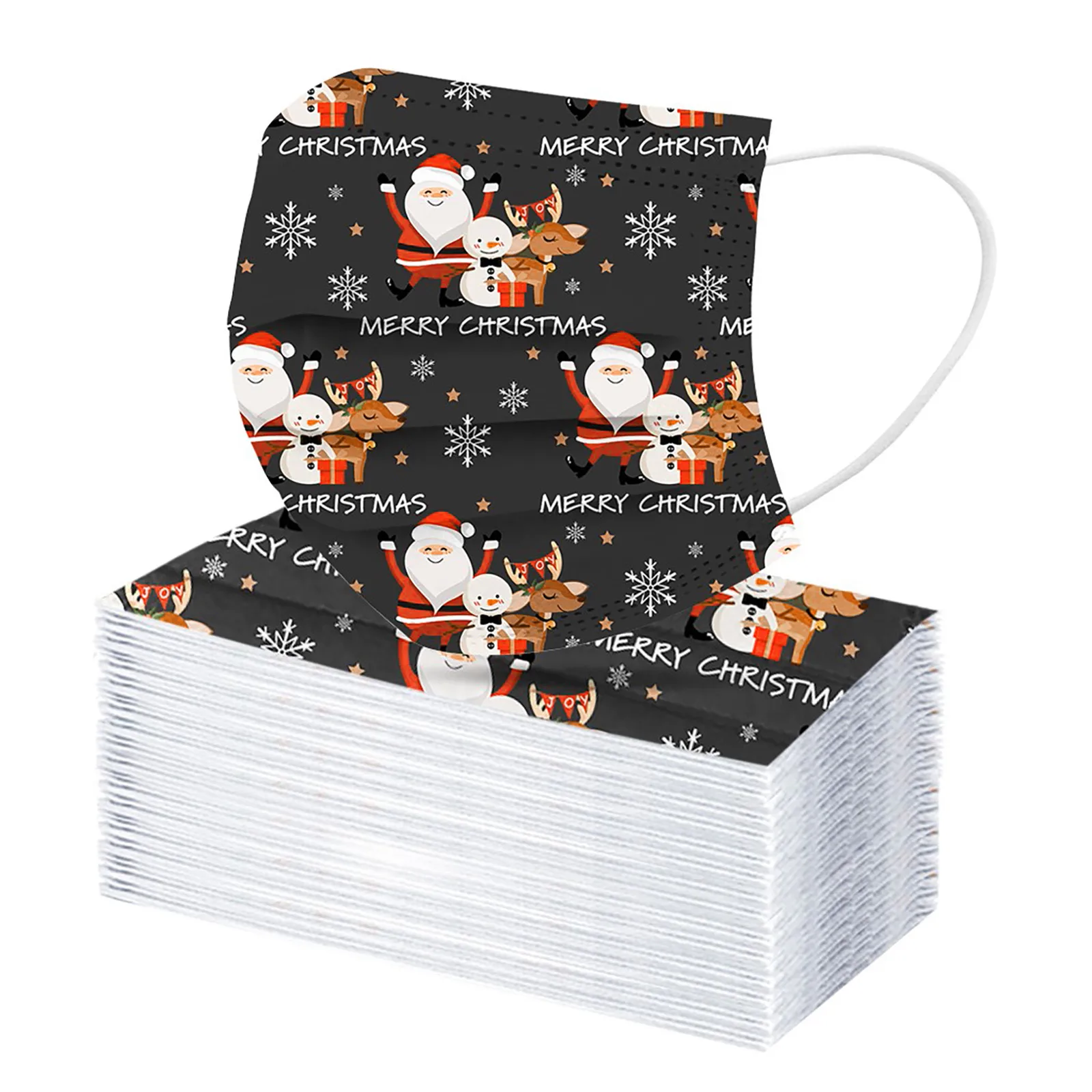 100 шт. одноразовая маска для лица унисекс с рождественским принтом взрослых