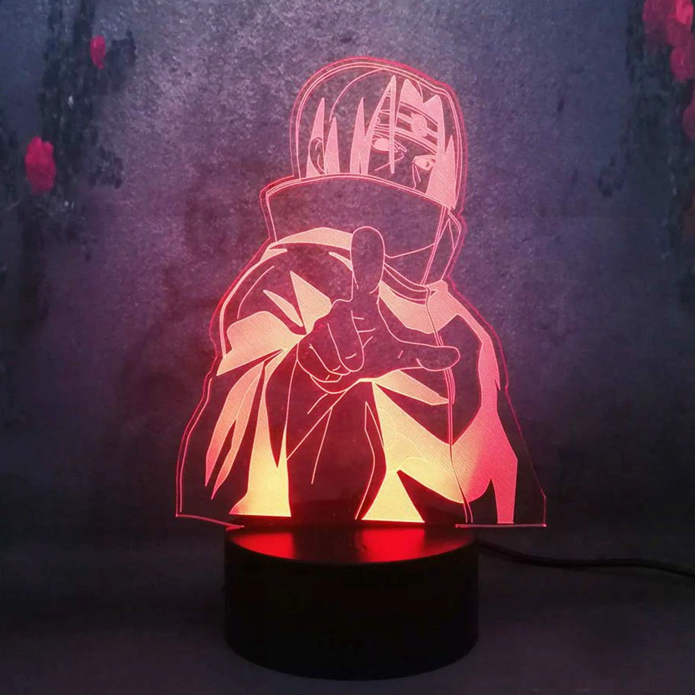 Аниме вокруг Наруто мультфильм 3D ночник Uzumaki Uchiha Sasuke Hatake Kakashi LED Lava 7 цветов вспышка
