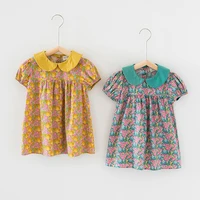 2021 summer new products girls doll collar dress girls baby printed puff sleeve short sleeve dress childrens dress
