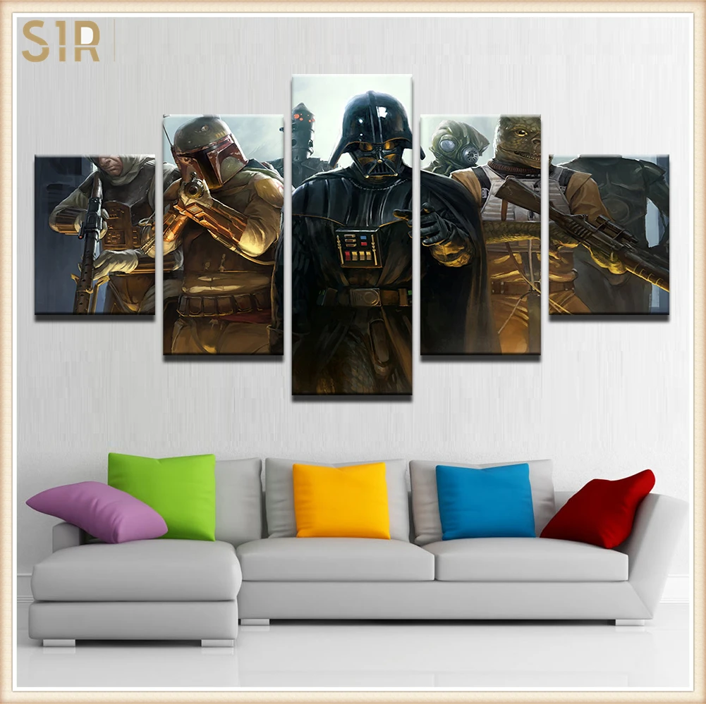

Star War Decorations for 5 Part Movie HD Poster Living Room Decoration Room Decor Anime Wall Art Star War Poster Wall Decor