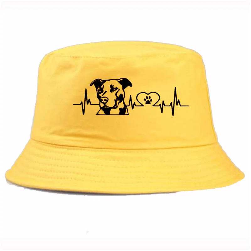 

New Summer cap Personality Pitbull Love Bucket Hat Summer Casual Brand Unisex fisherman hat