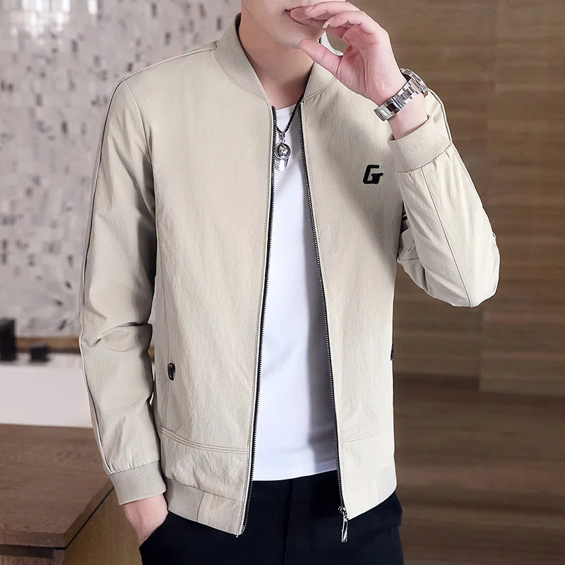 

Мужская осенняя куртка Корейская версия трендовая Мужская куртка весна-осень бейсбольная форма Осенняя повседневная одежда мужское плать...